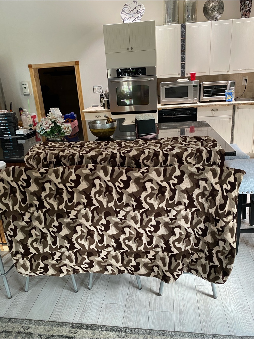 Berkshire Brown and Cream Camouflage Plush comforter  or Blanket with sham